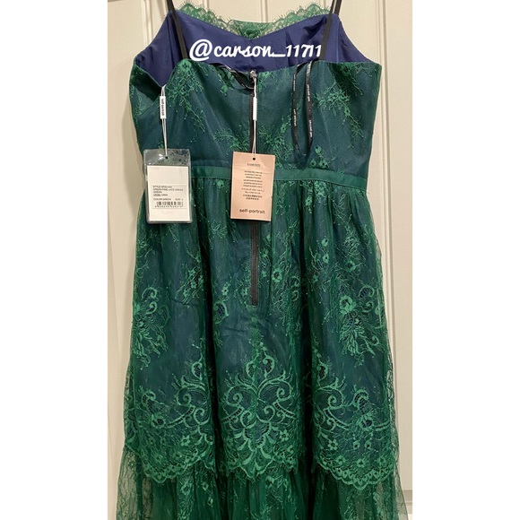 NWT Self Portrait Green Fine Lace Dress US4 - Picture 10 of 12